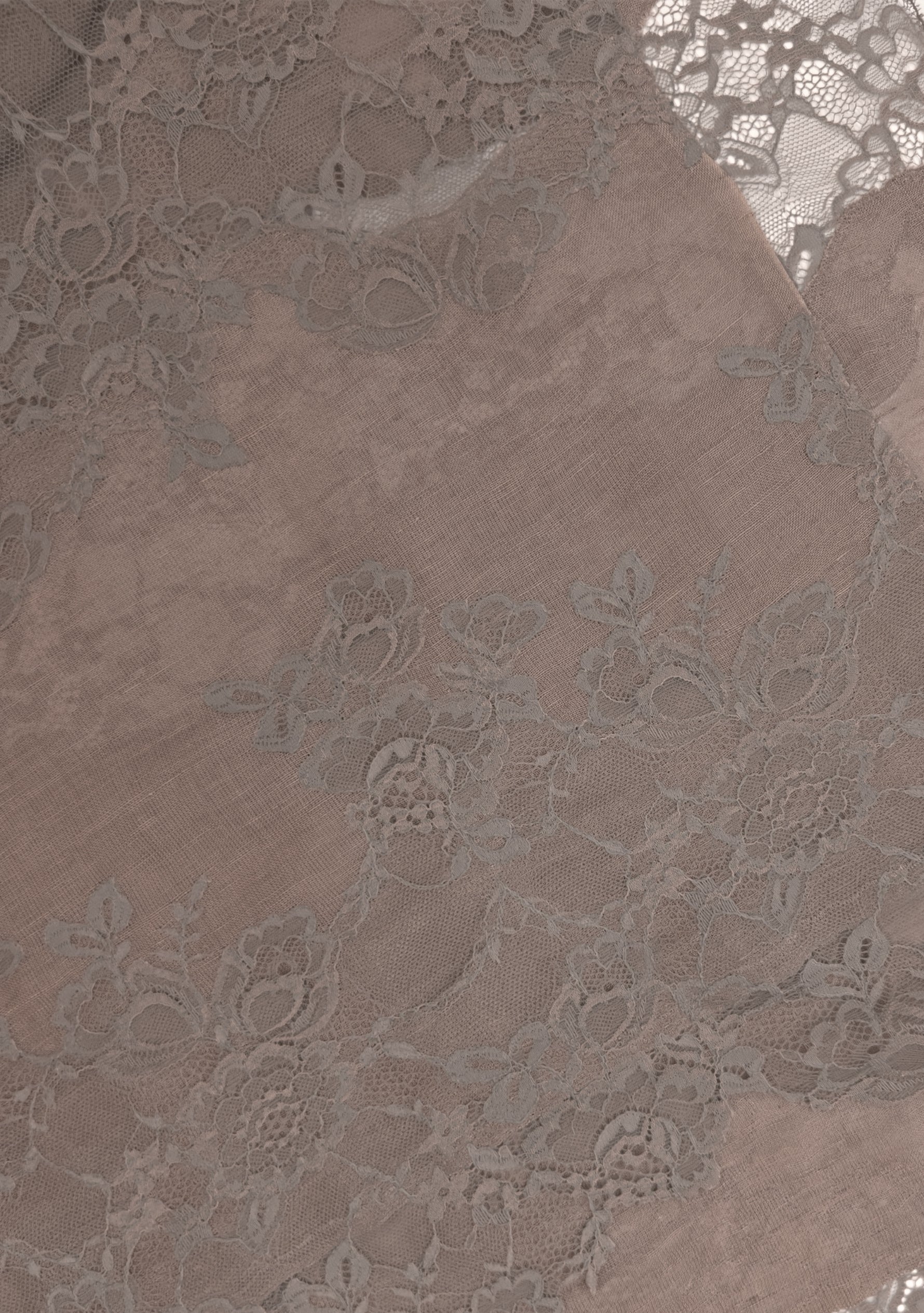 Taupe Linen & Modal Scarf Mousse Lace Panels