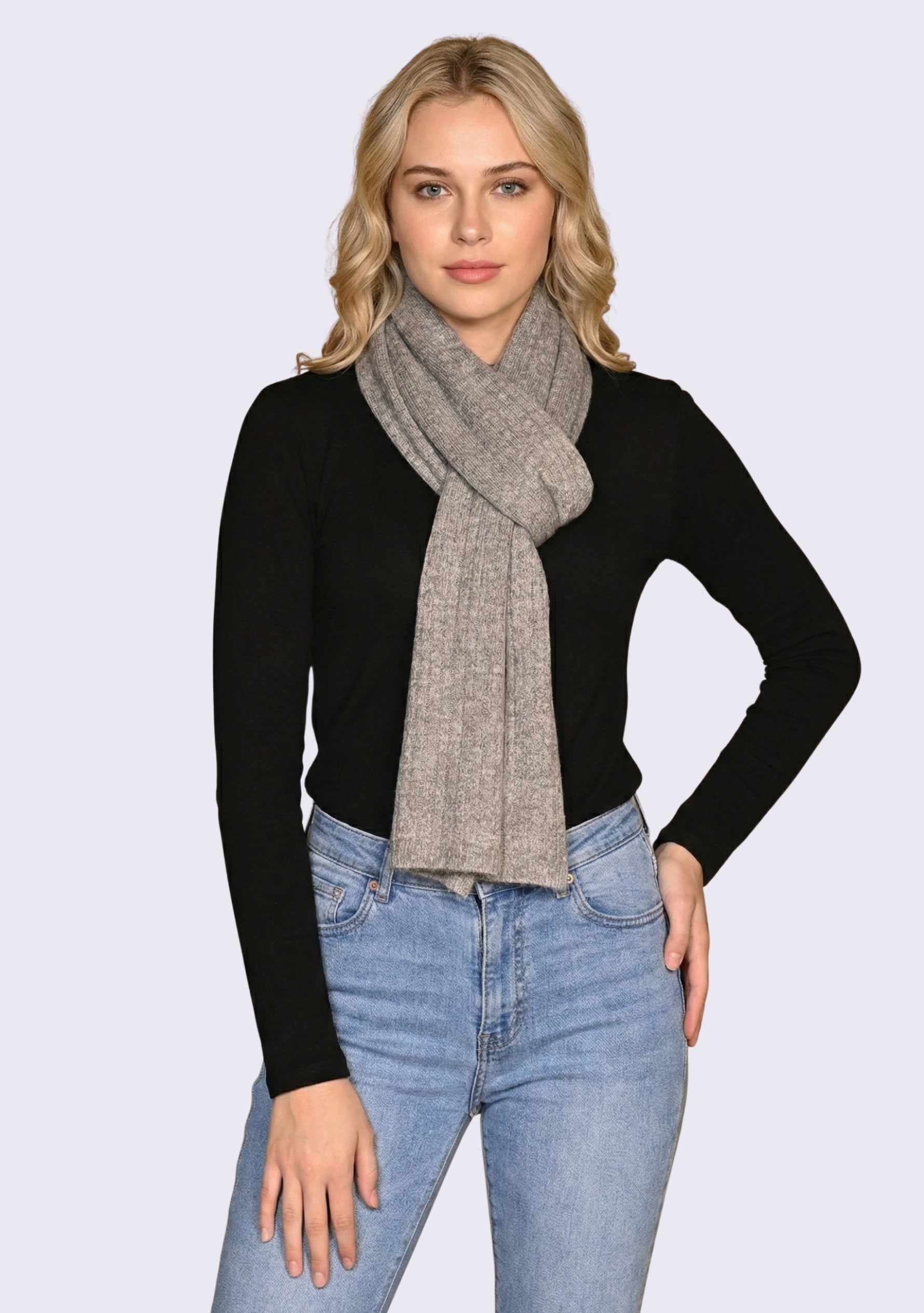 Taupe Melange Wool Scarf