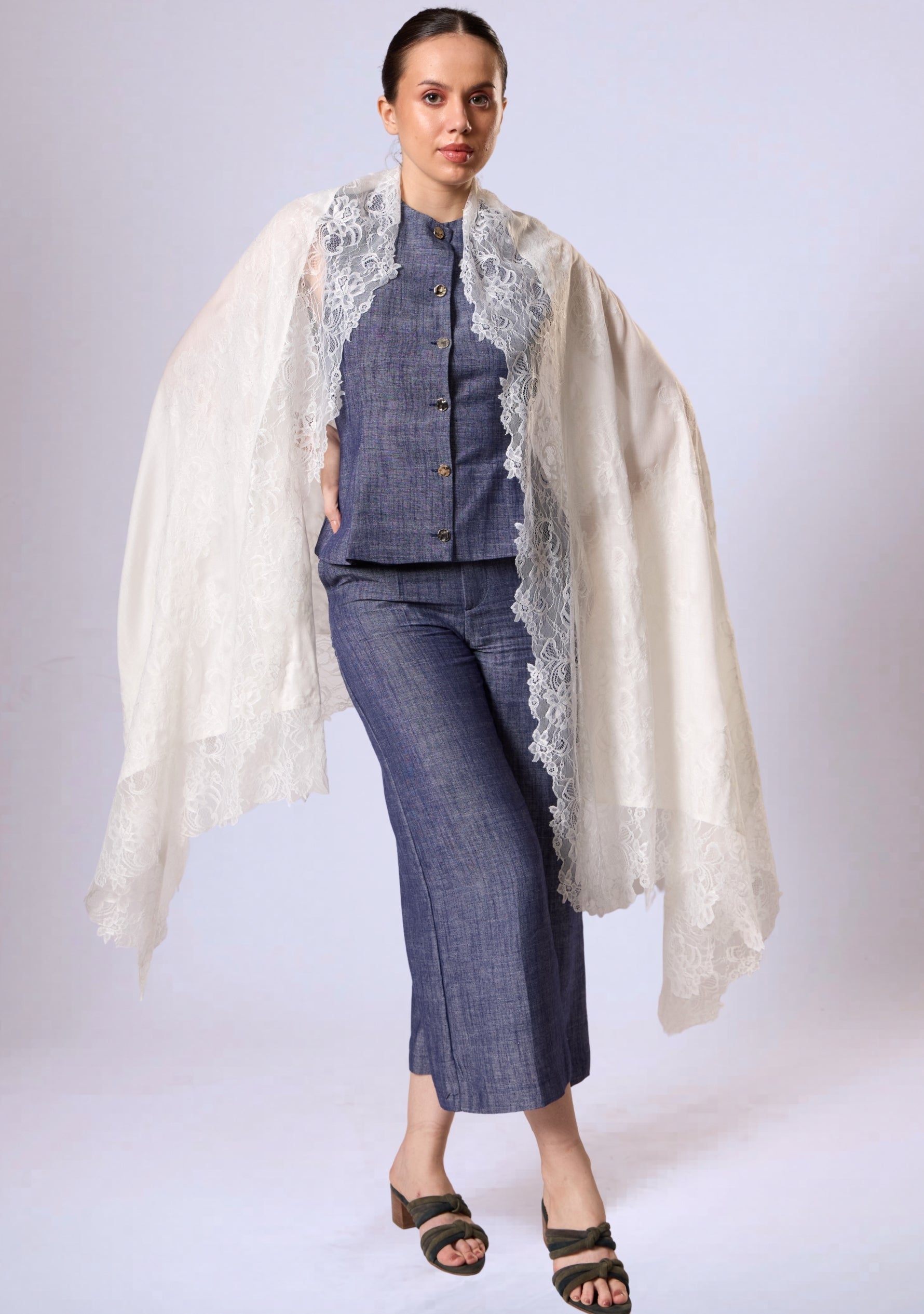 Ivory Modal Scarf Ivory Lace