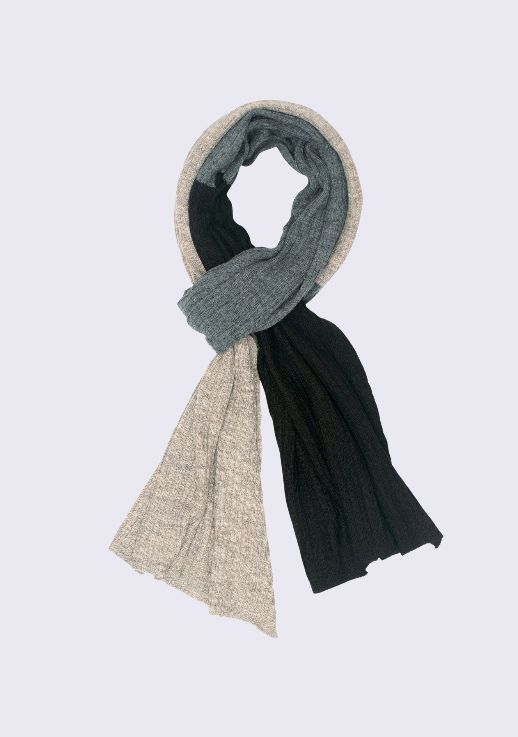 Taupe Melange, DK. Gray Melange & Black Wool Muffler