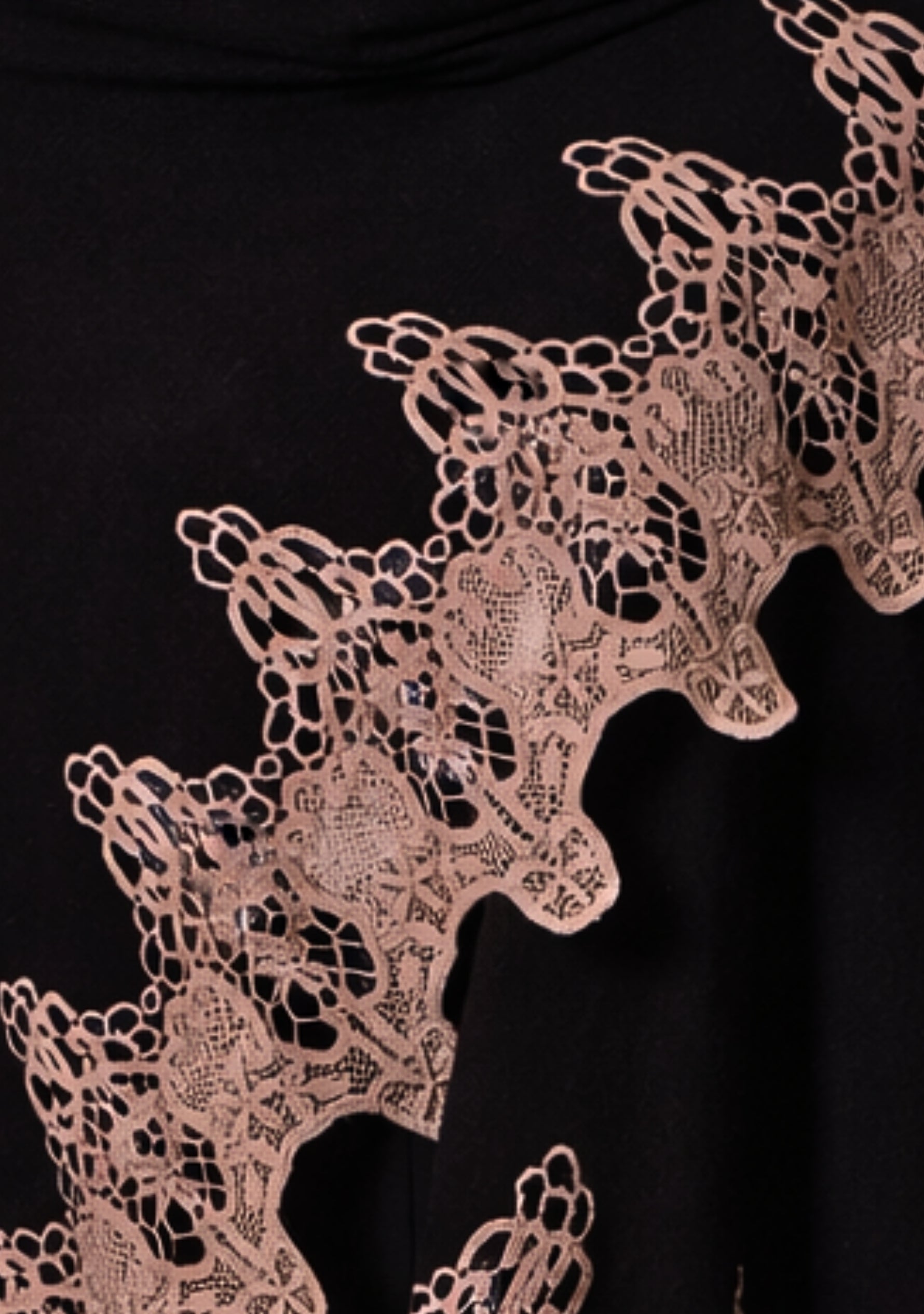 Black Wool Cape Taupe Lace