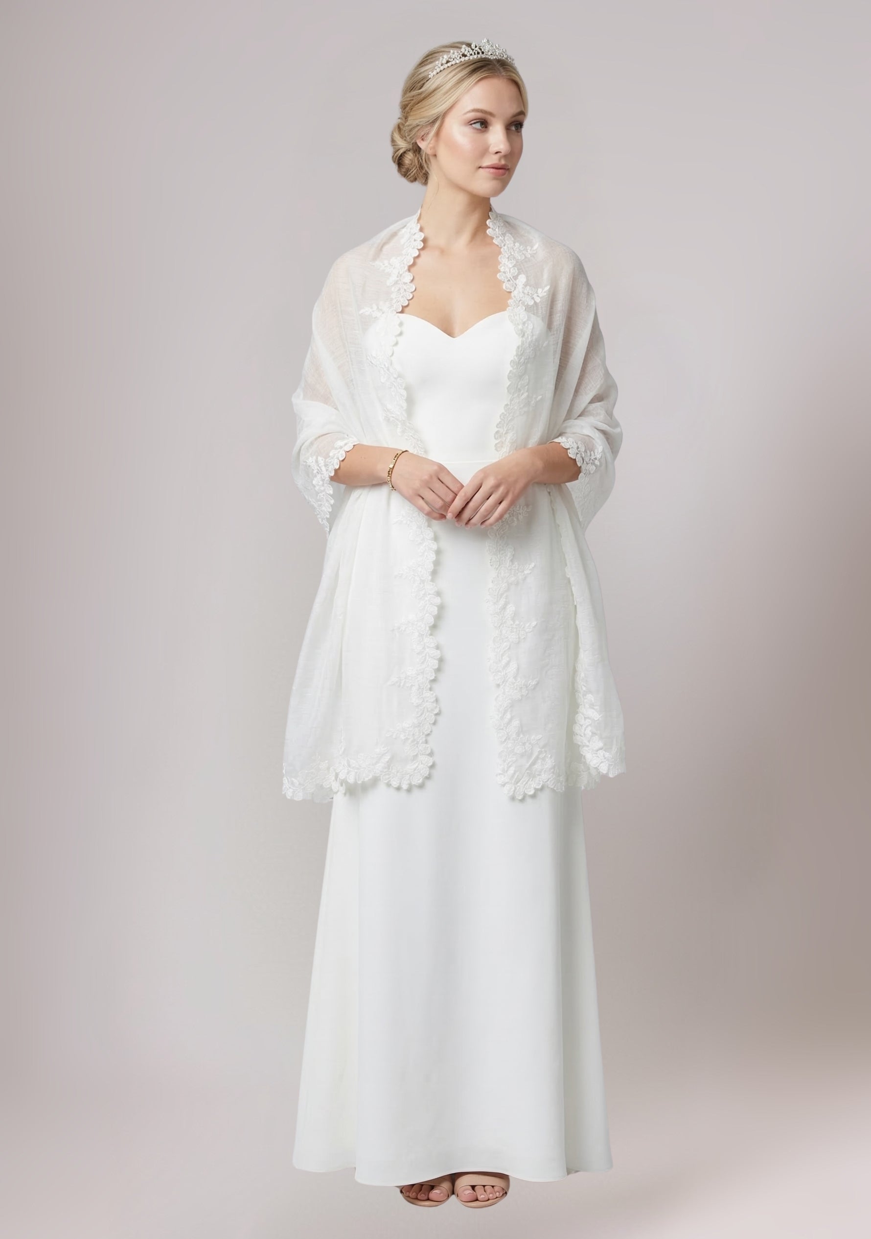 Ivory Linen & Modal Scarf Ivory Lace