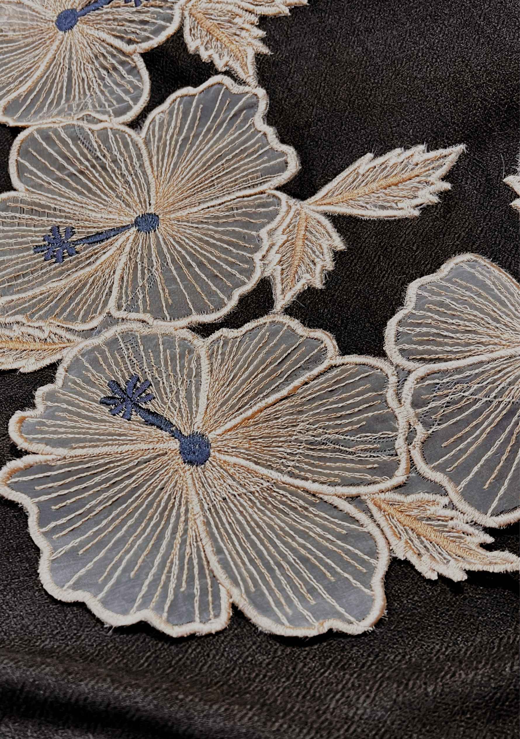 Charcoal Cashmere Scarf
Beige Embroidery