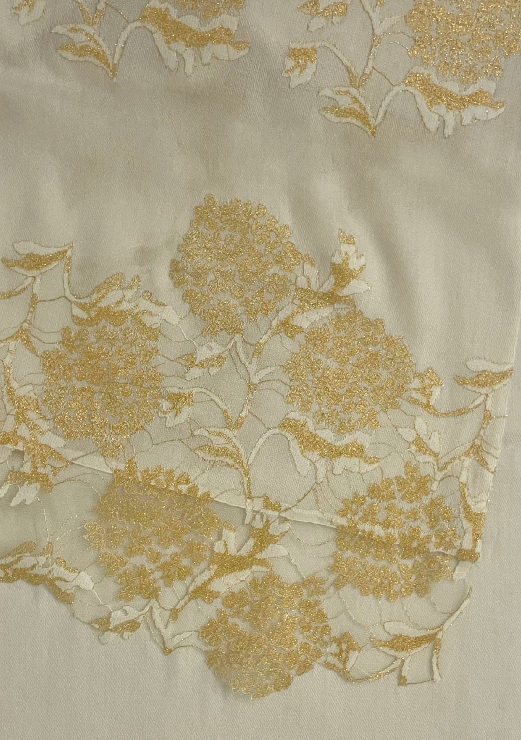 Ivory Wool & Silk Scarf Gold Lace