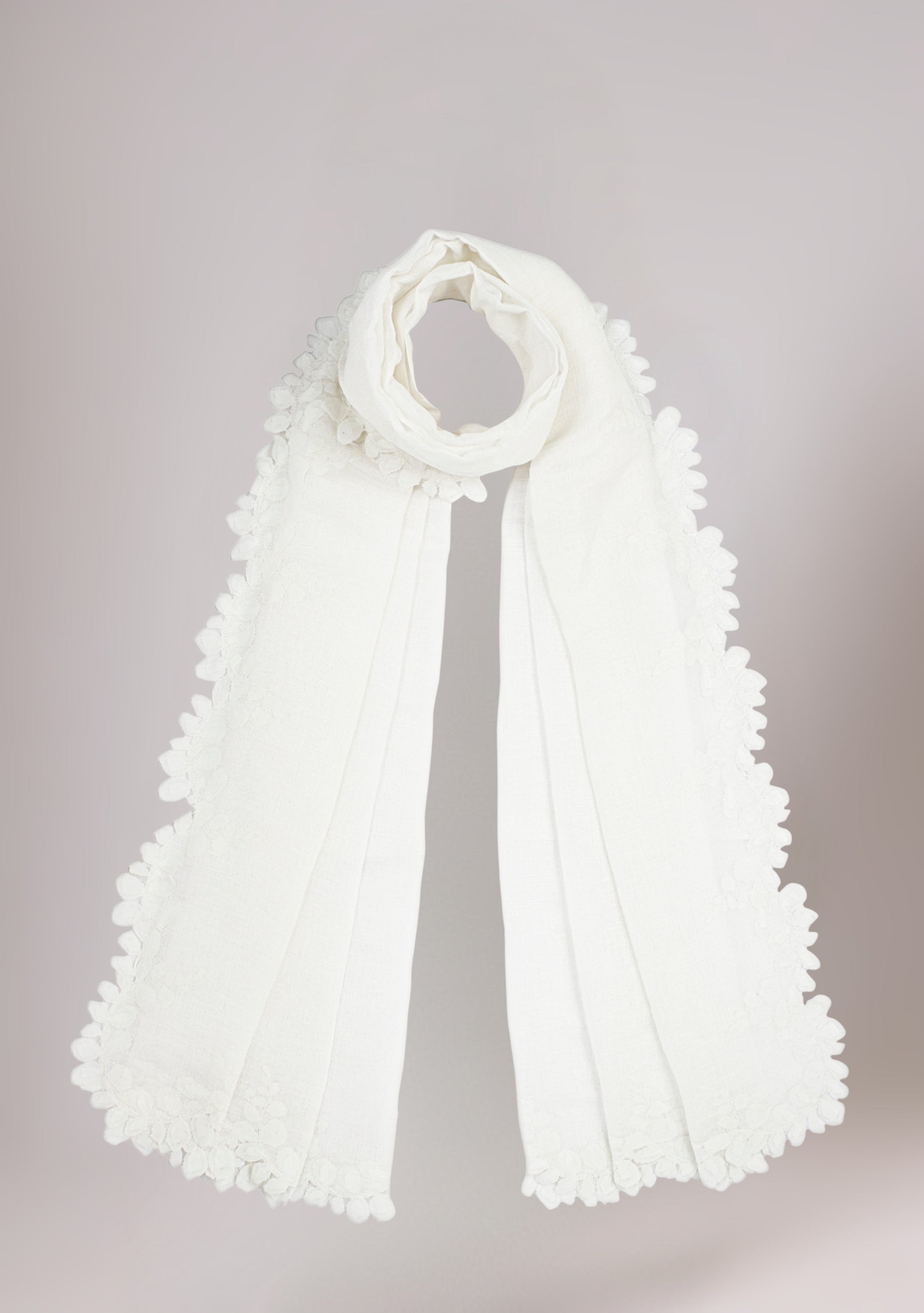 Ivory Linen & Modal Scarf Ivory Lace