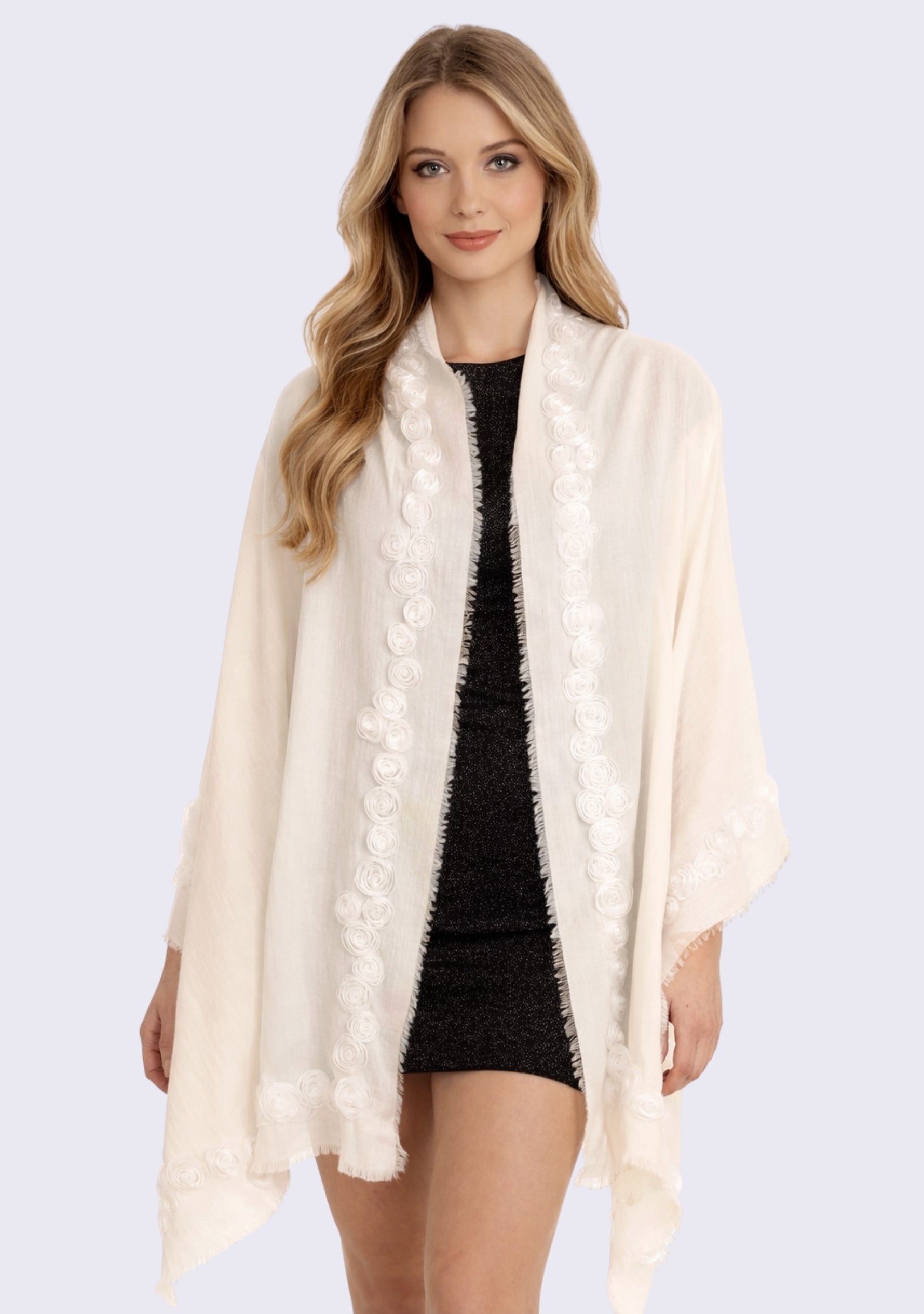 Ivory Cashmere Scarf 
Ivory Ribbon Roses