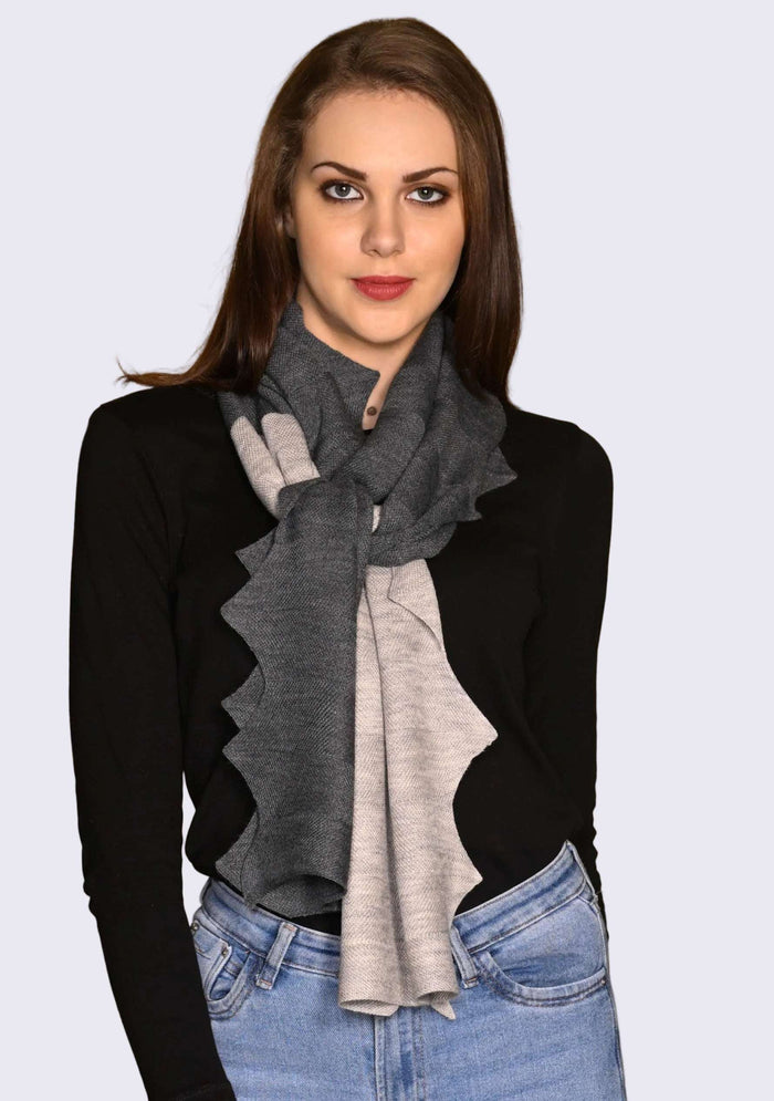 Dk. Gray & Lt. Gray Melange Wool Zig Zag Scarf