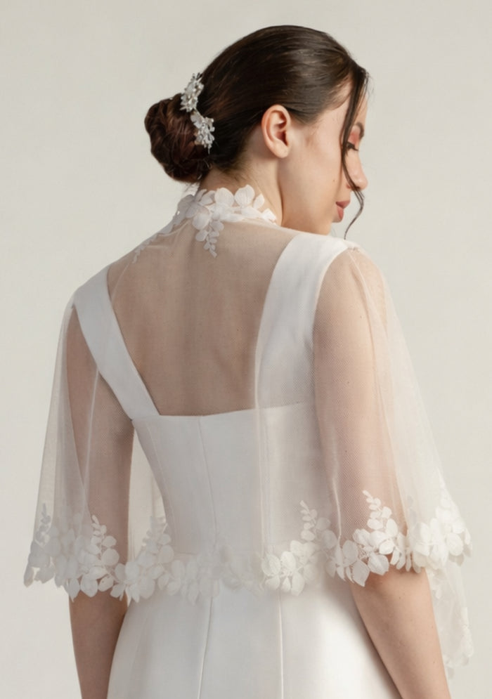 Ivory Tulle Shrug Ivory lace