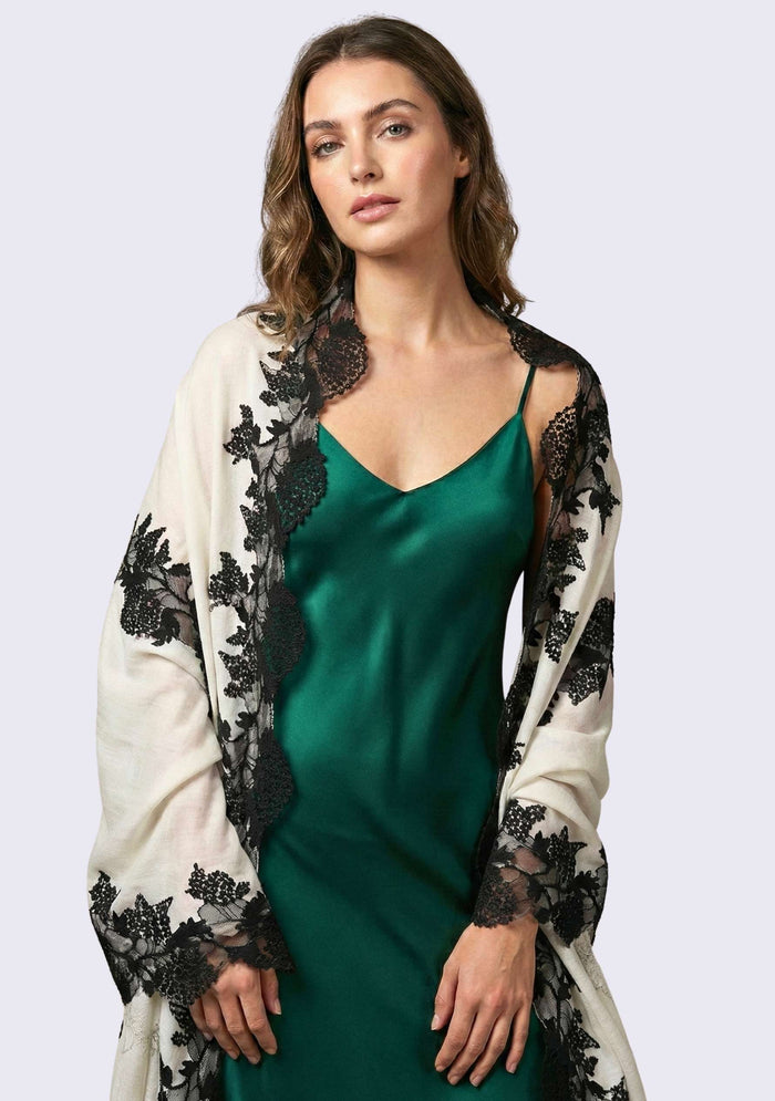 Ivory Wool & Silk Scarf
Black Lace