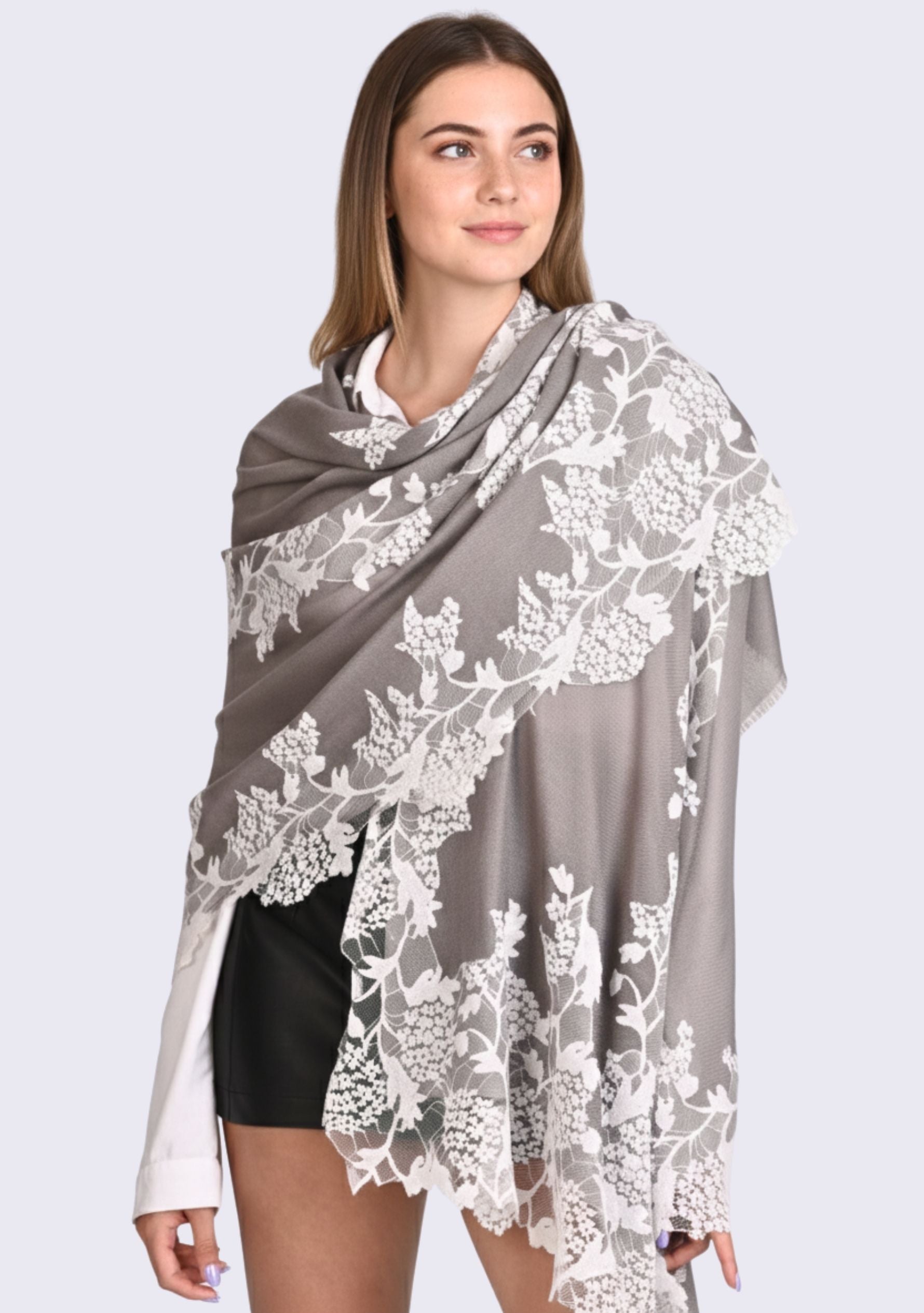 Mousse Wool & Silk Scarf White Lace