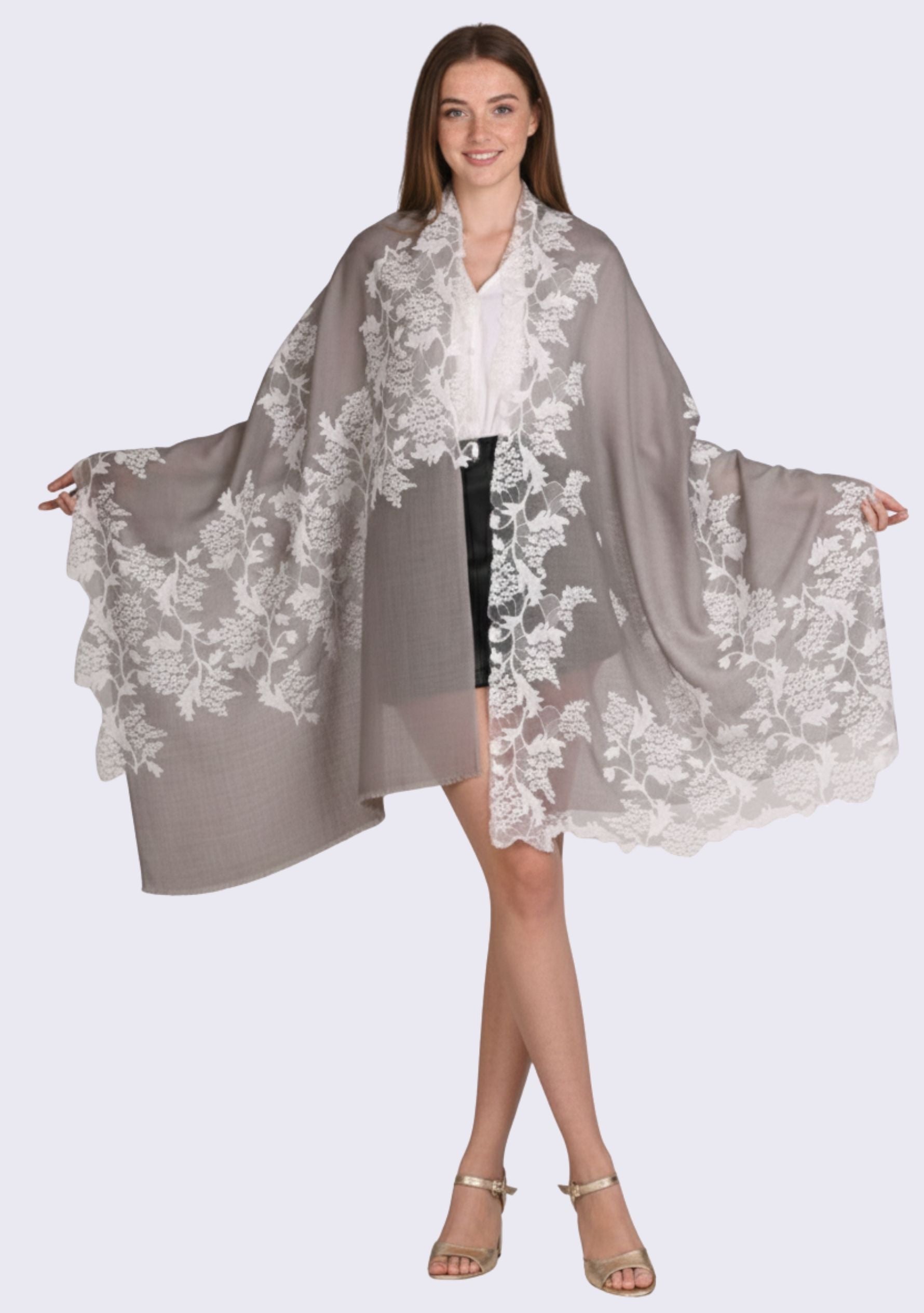 Mousse Wool & Silk Scarf White Lace
