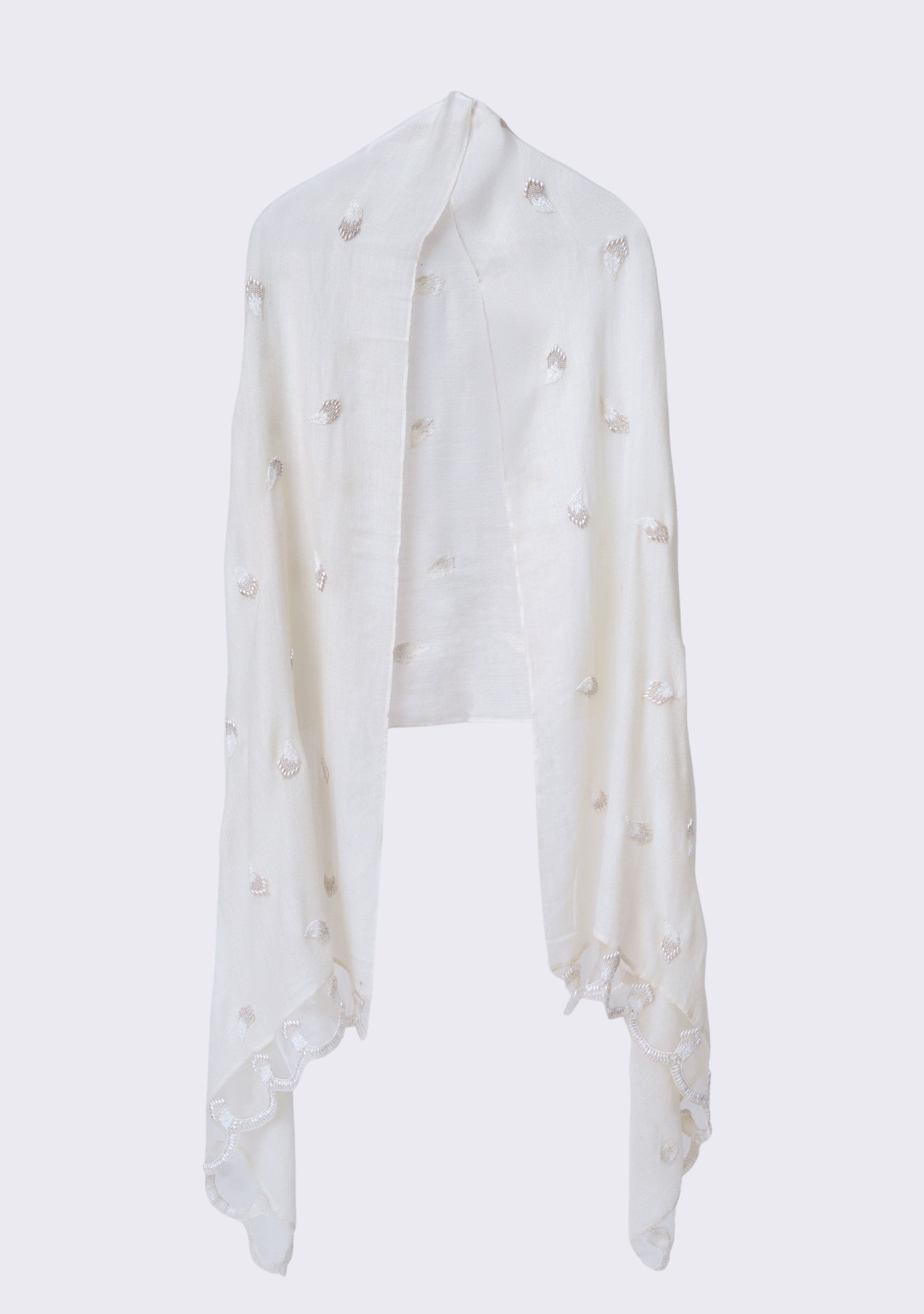 Ivory Cashmere Scarf Ivory Beads