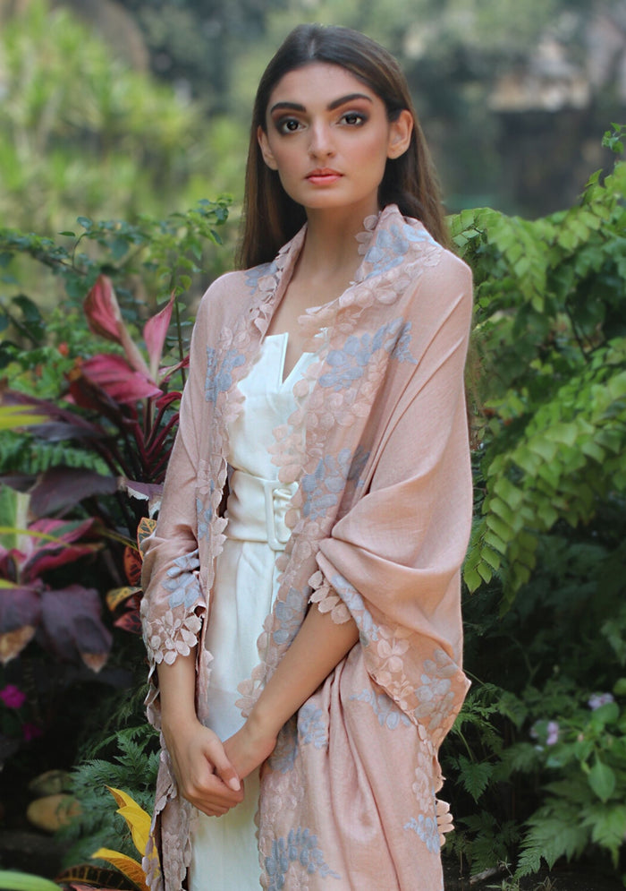 Light Copper Silk & Wool Scarf 
Light Copper & Mousse Lace