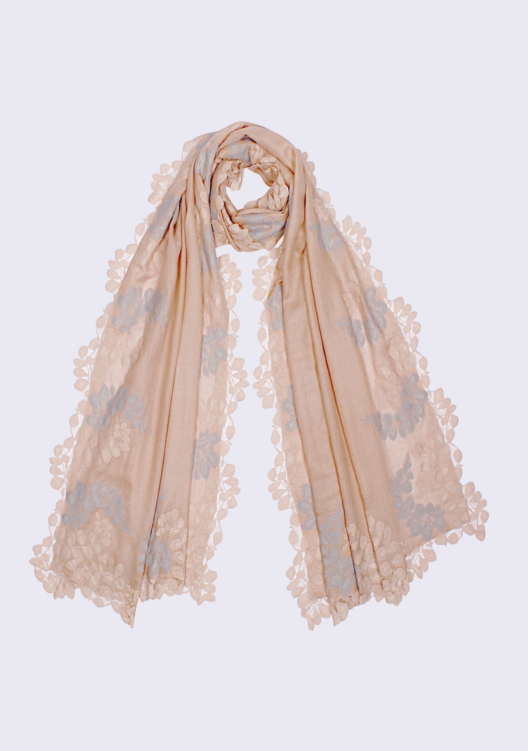 Light Copper Silk & Wool Scarf 
Light Copper & Mousse Lace