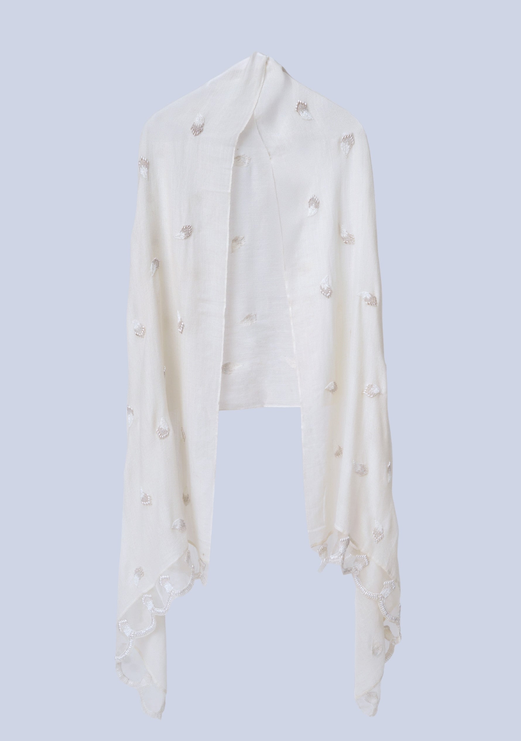 Ivory Cashmere Scarf Ivory Beads