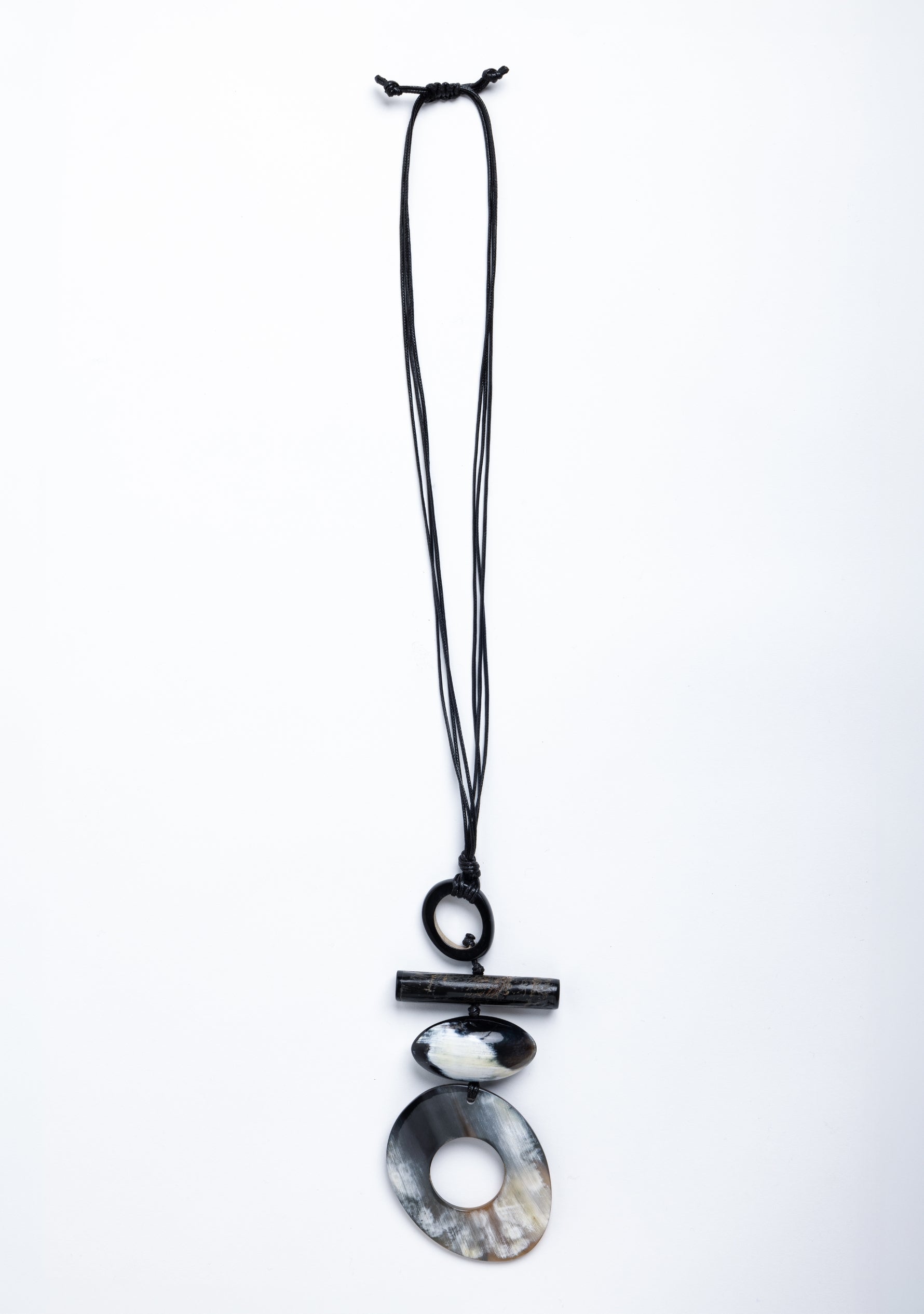 Black Cord with Buffalo Horn Pendant Necklace