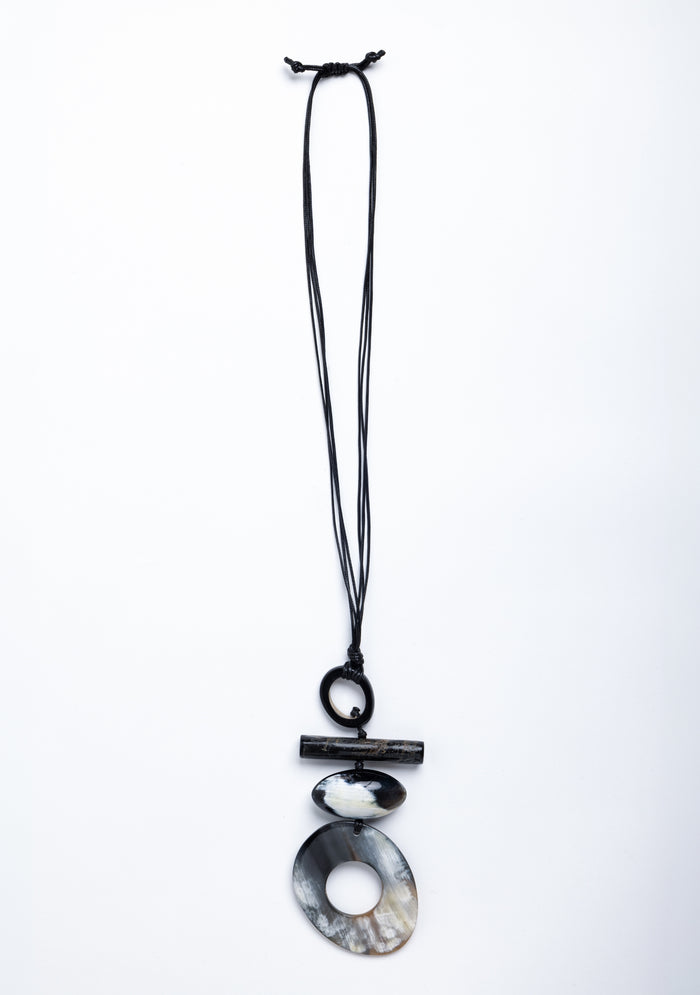 Black Cord with Buffalo Horn Pendant Necklace jewelry