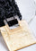 Braided Black Cord with a Square Gold Resin Pendant Necklace jewelry
