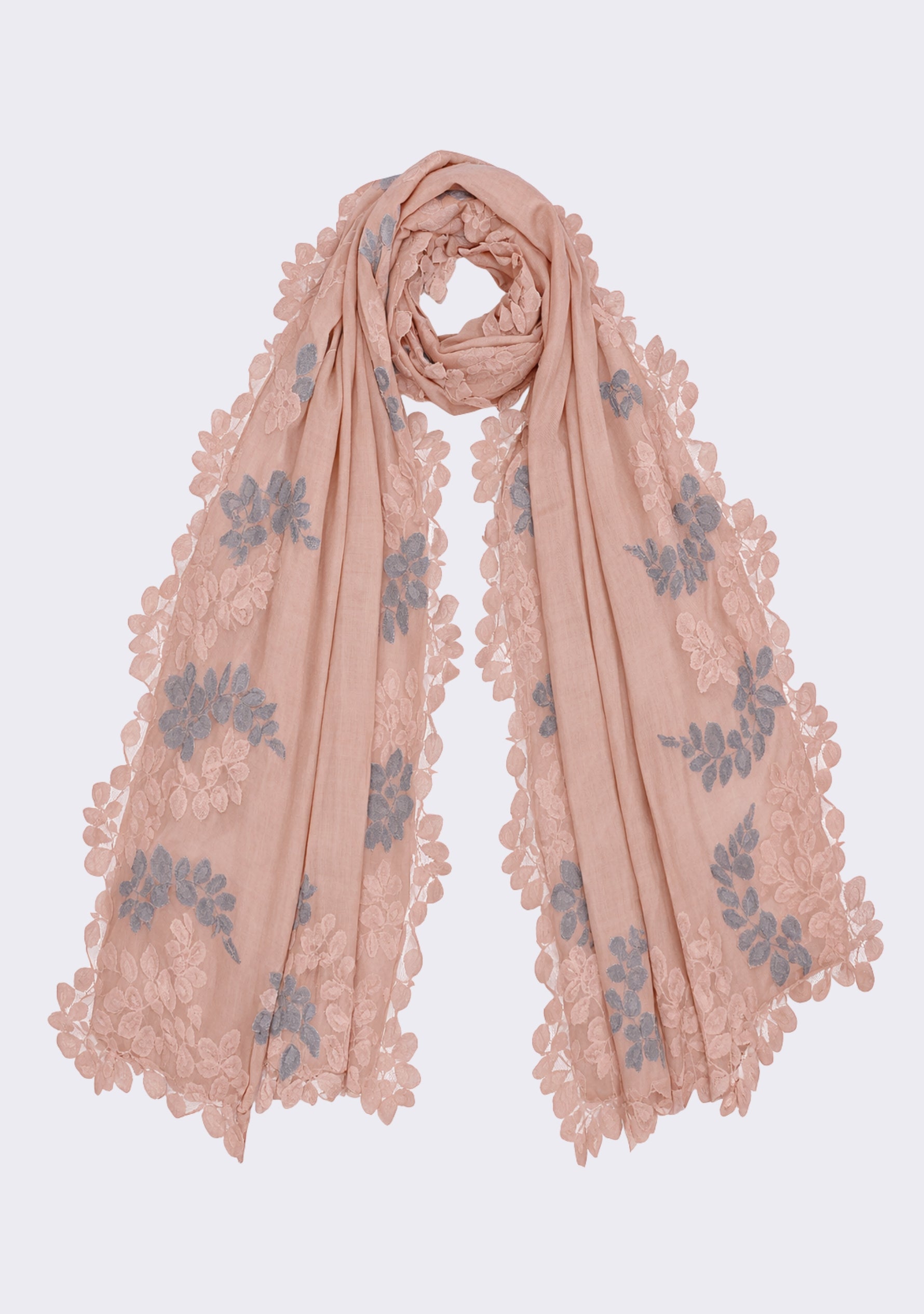 Lt. Copper Silk & Wool Scarf Lt. Copper & Mousse Lace