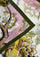 Multi-colored Jacobean Print Silk Scarf Pink Swarovski Crystals