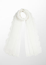 Ivory Linen and Modal Scarf with an Ivory Scalloped Lace Border