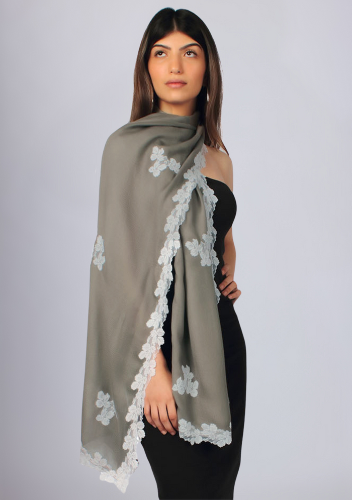 Mousse Modal Scarf Ivory Lace