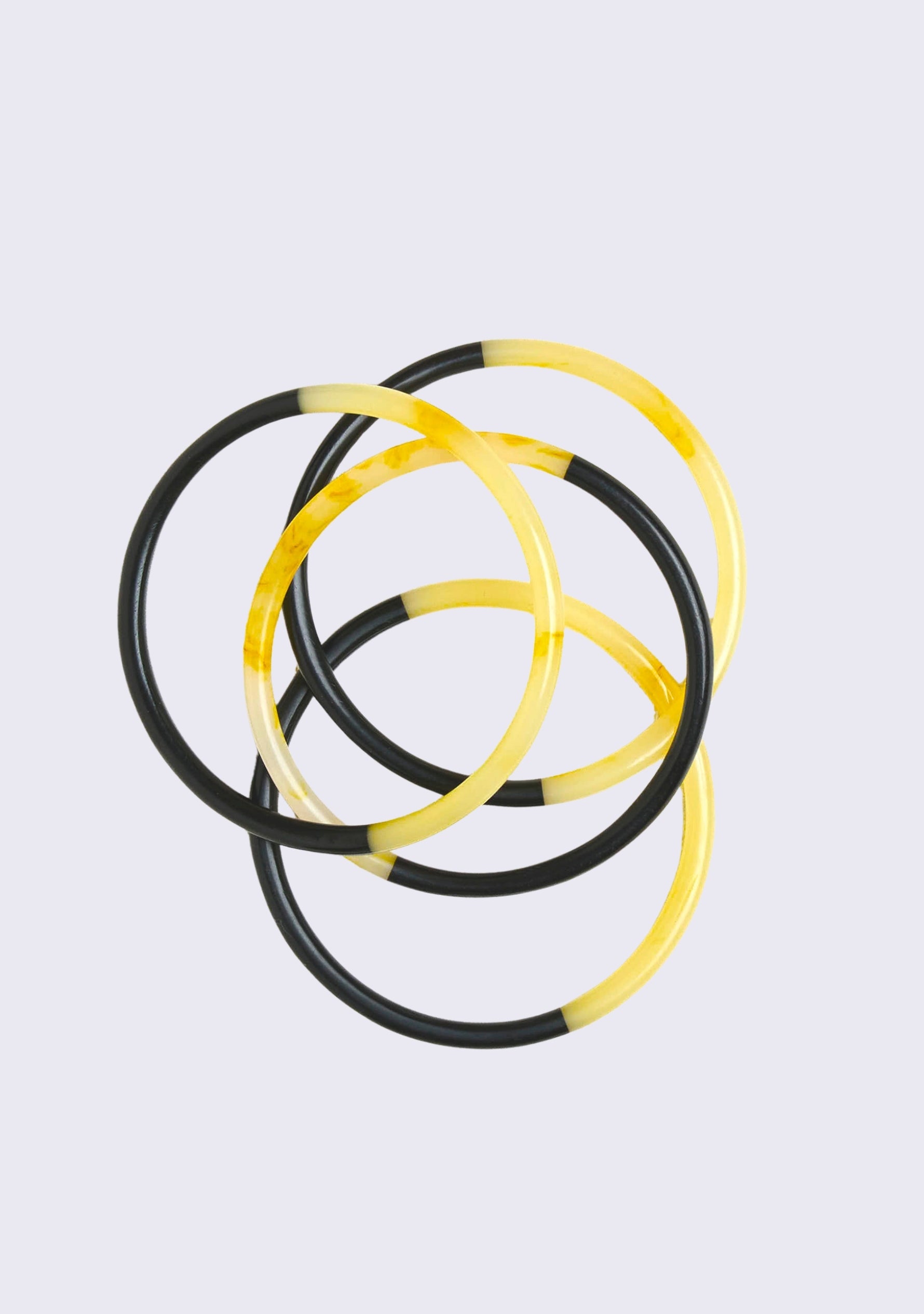 Black Linen & Modal Scarf and Round Resin Bangles (Set of 4)