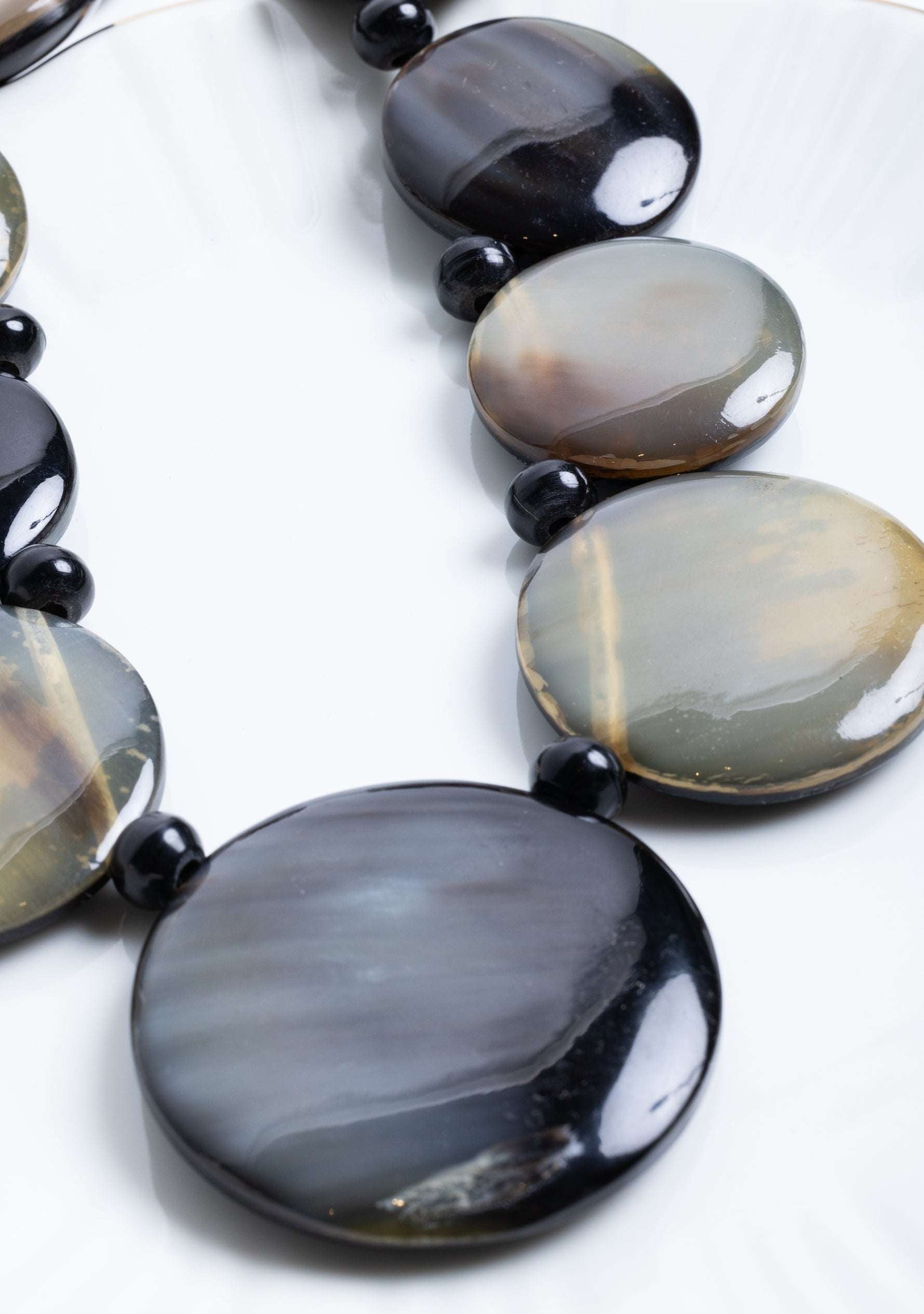 Reversible Black-Natural Buffalo Horn Disk Necklace jewelry