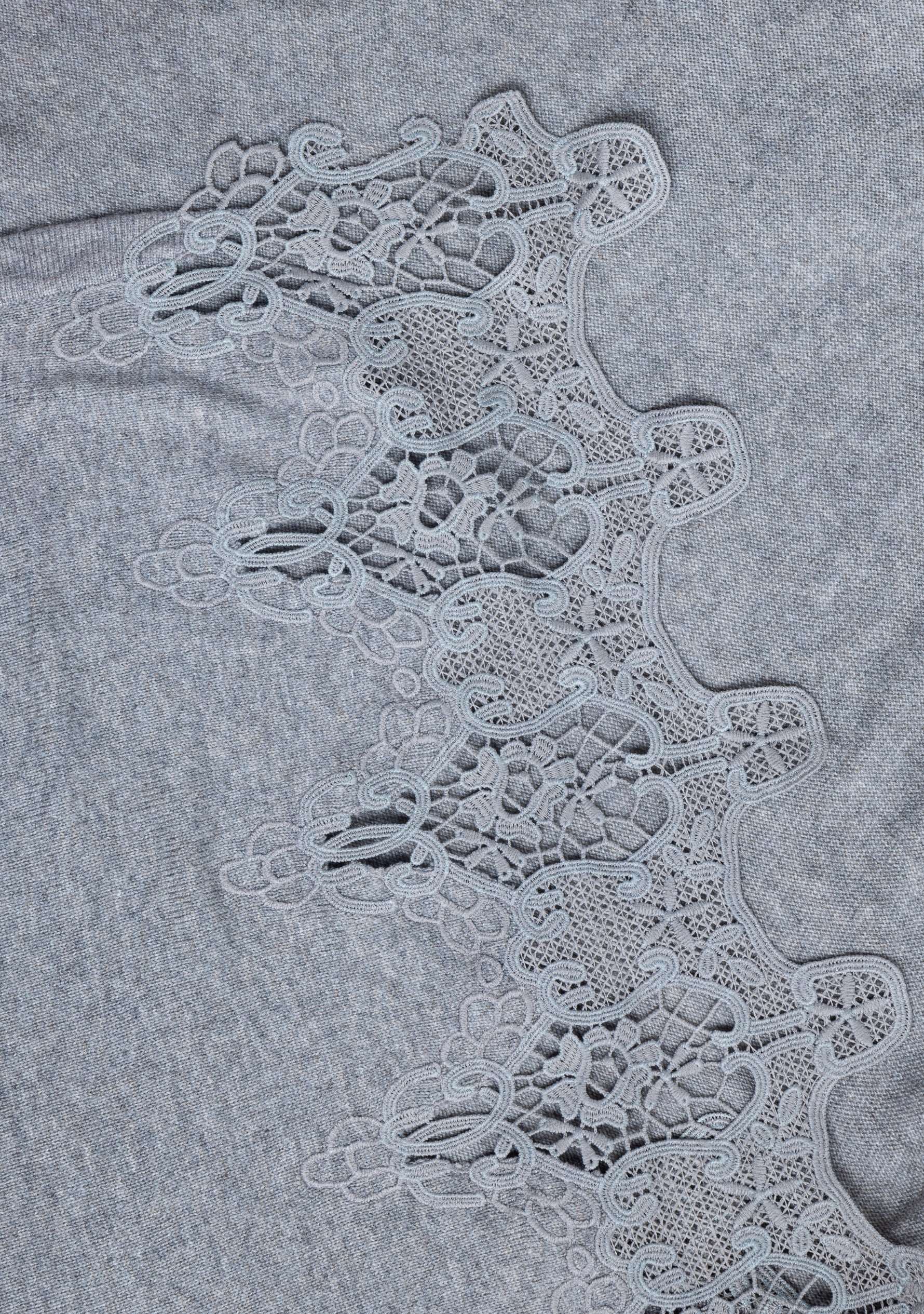 Gray Melange Wool CapeGray Lace