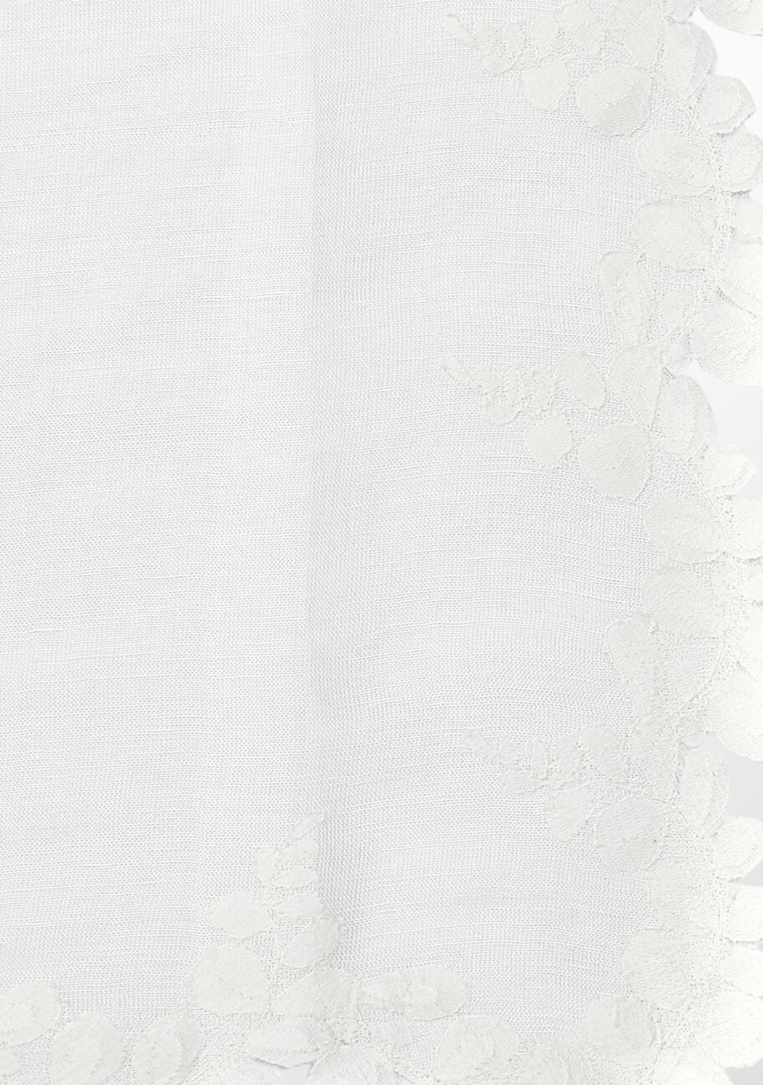 Ivory Linen and Modal Scarf with an Ivory Scalloped Lace Border