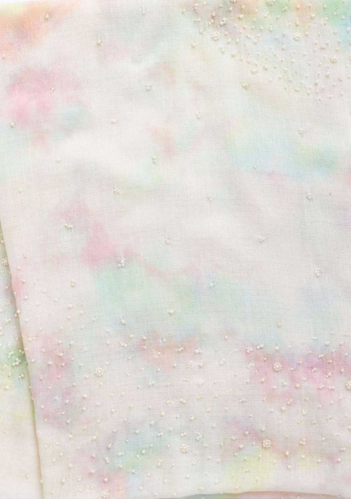 Multi-Pastel Cashmere Scarf Ivory Pearls