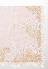Beige Silk and Wool Scarf with a Beige and Ivory Double Scalloped Lace ...