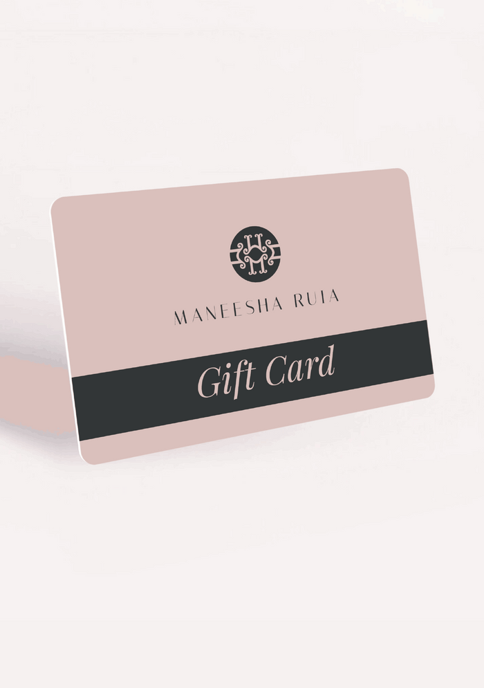 Maneesha Ruia Gift Card for luxury handcrafted scarves, jewelry and elegant accessories, perfect gift for every occasion