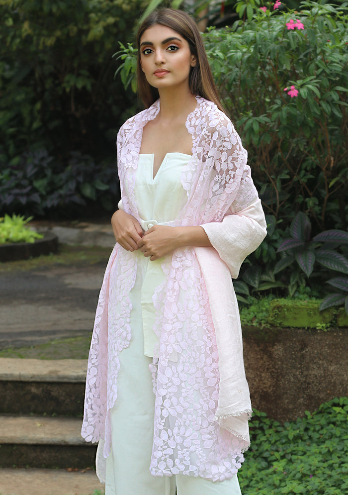 Soft Pink Linen & Modal Scarf 
Soft Pink Lace
