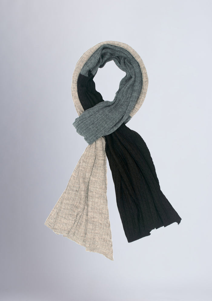 Taupe Melange, DK. Gray Melange & Black Wool Muffler