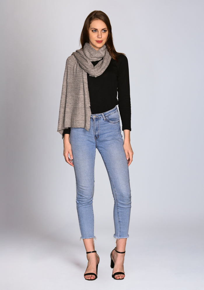Taupe Melange Wool Scarf