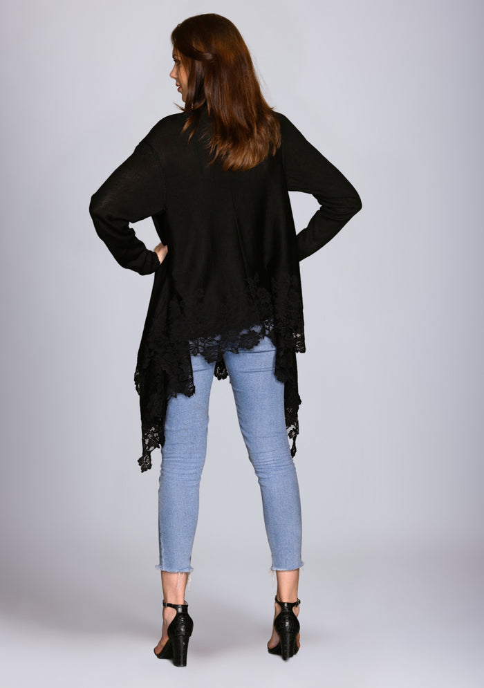 Black Knitted Wool Jacket 
Black Lace