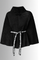 Black Suede Leather Jacket Ivory Embroidered Belt