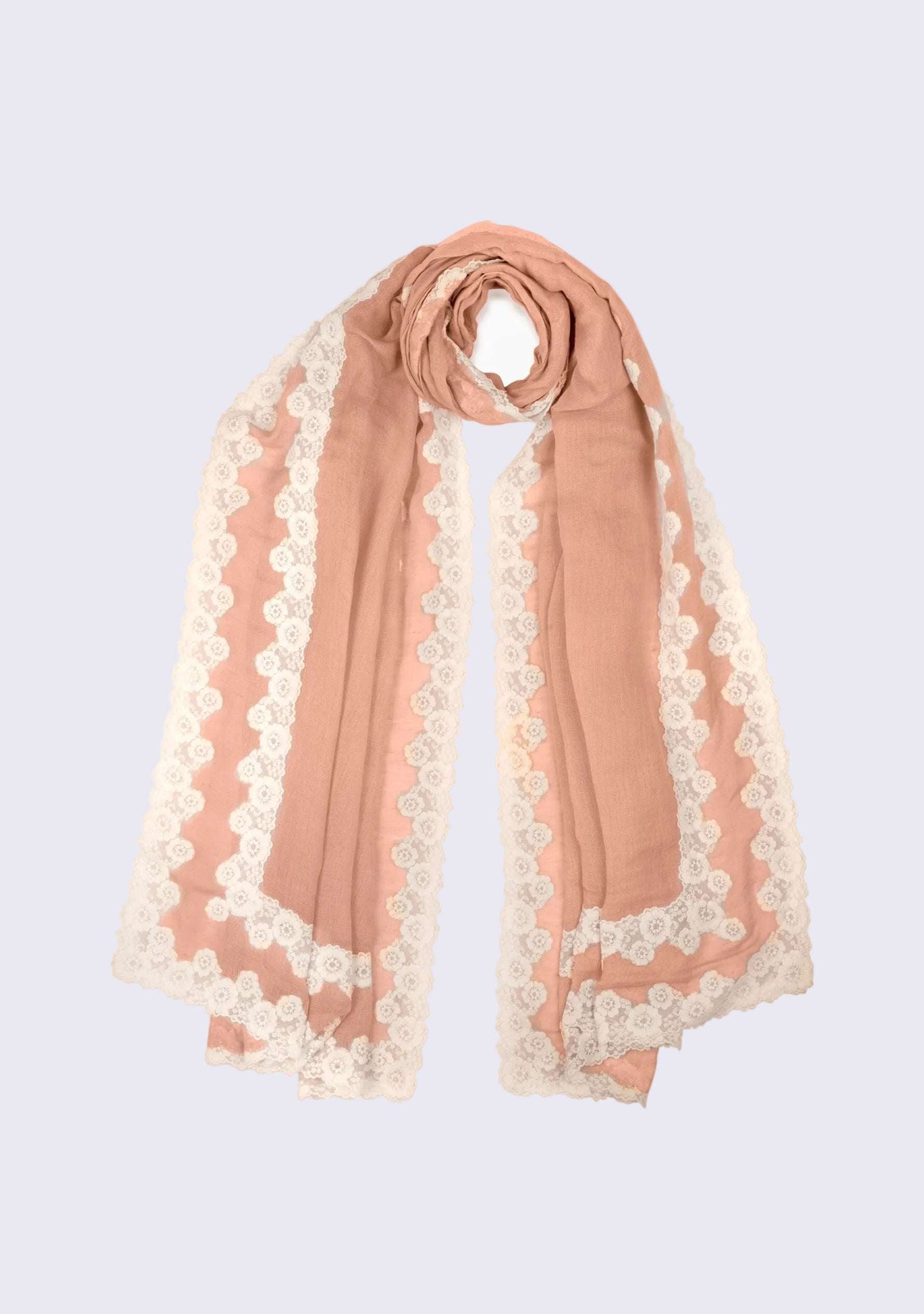 Lt. Copper Linen & Modal Scarf 
White Lace