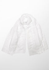 Ivory Linen and Modal Scarf with a Double White Lace Border