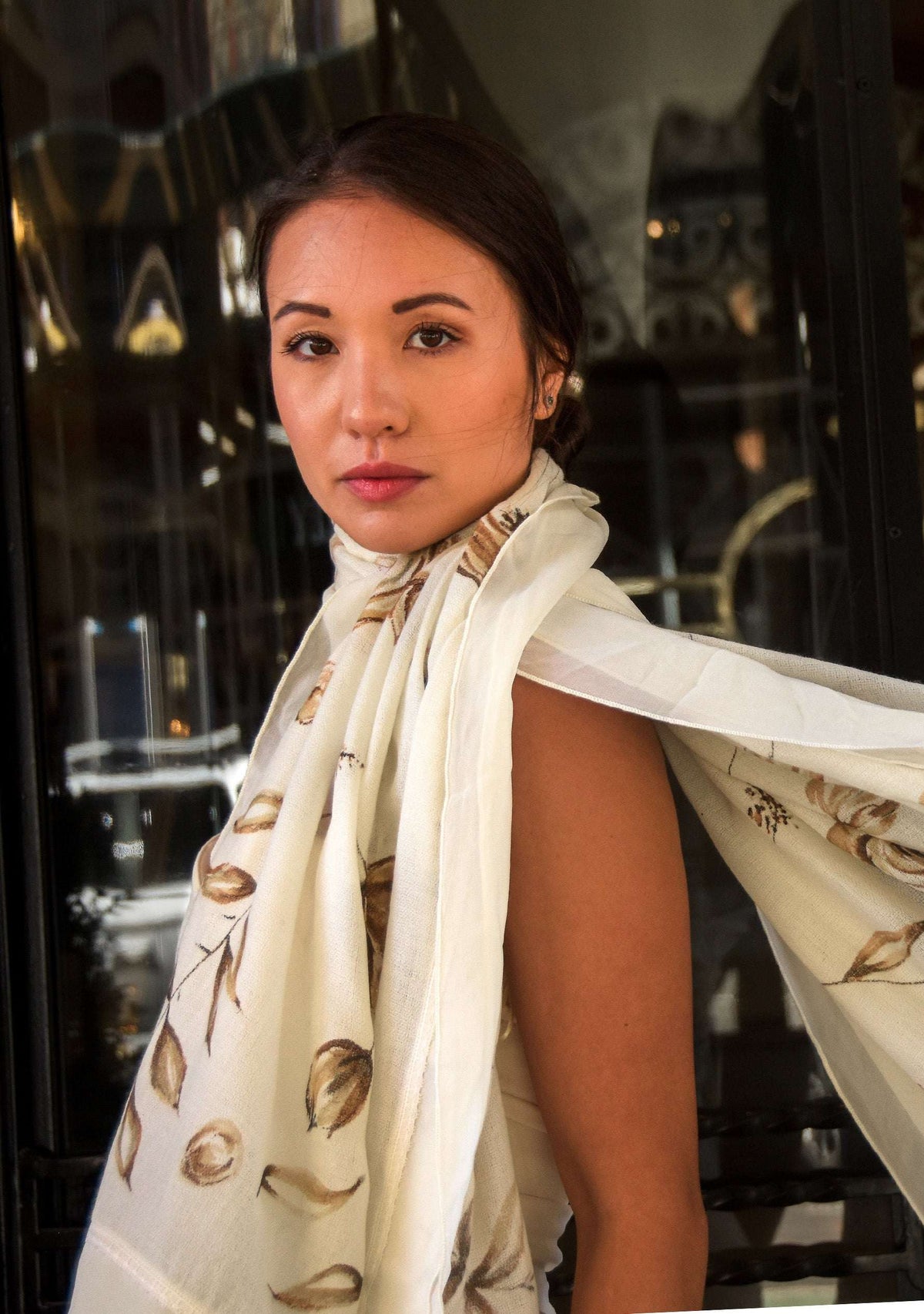 Ivory Cashmere Scarf
Hand-Painted, Frill & Lace