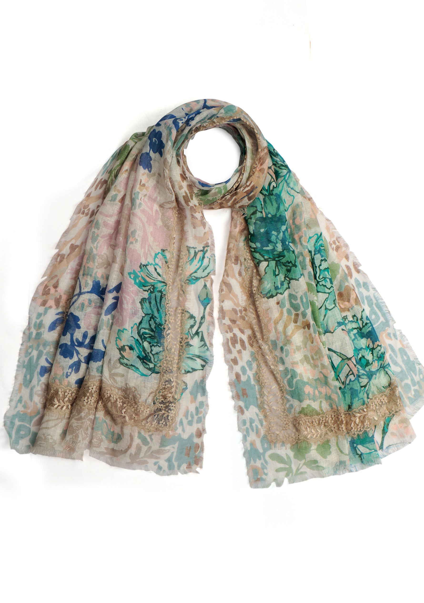 Blue & Mousse Print Linen Scarf
Mousse Lace