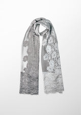 Mousse Ombre Wool and Silk Scarf with Dual-Colored Mousse Ombre Floral Lace Application