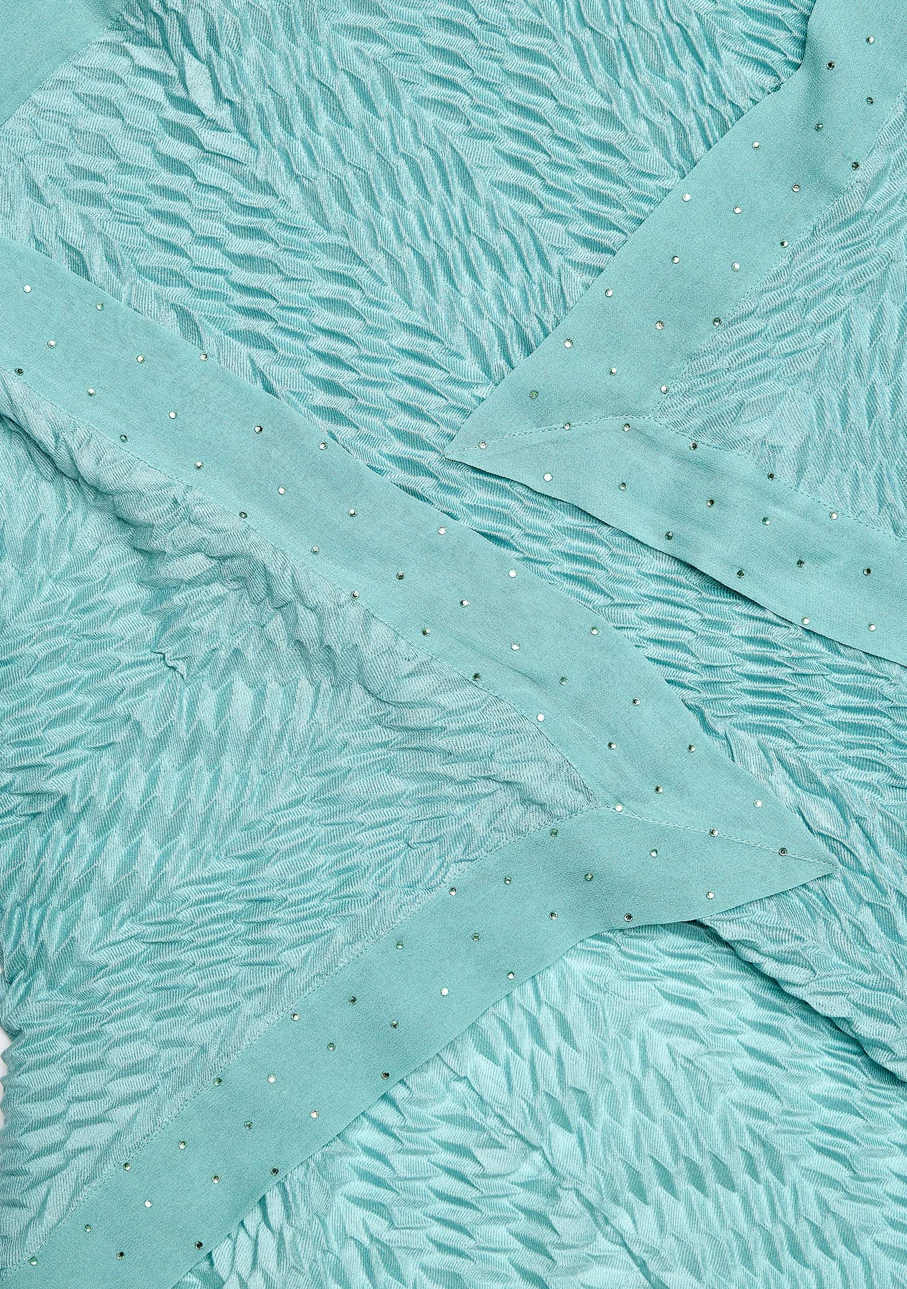 Foam Green Wool & Silk Scarf Crystal Border