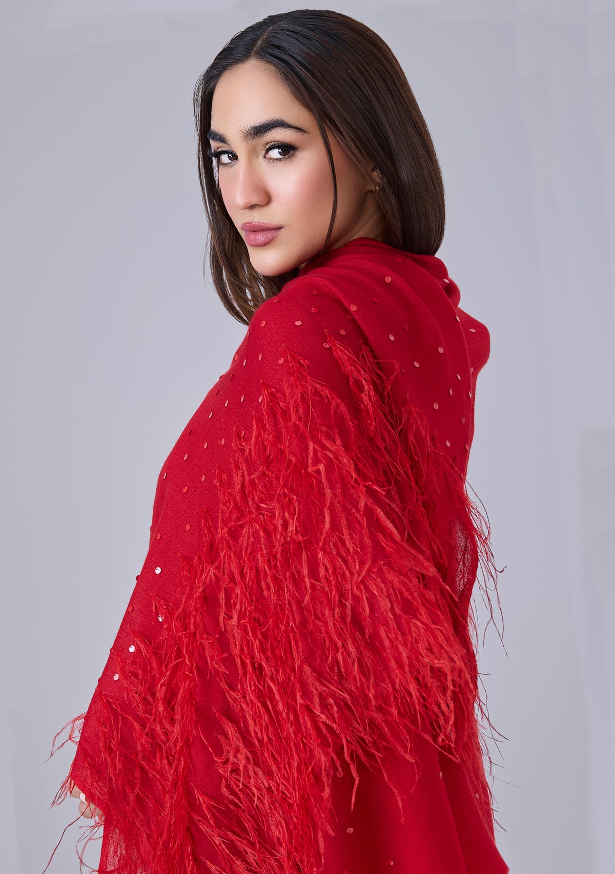 Firecracker Red Cashmere Pashmina Scarf By Maneesha Ruia