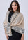 Beige Cashmere Scarf with Black and Beige Embroidery and Filigree Lace