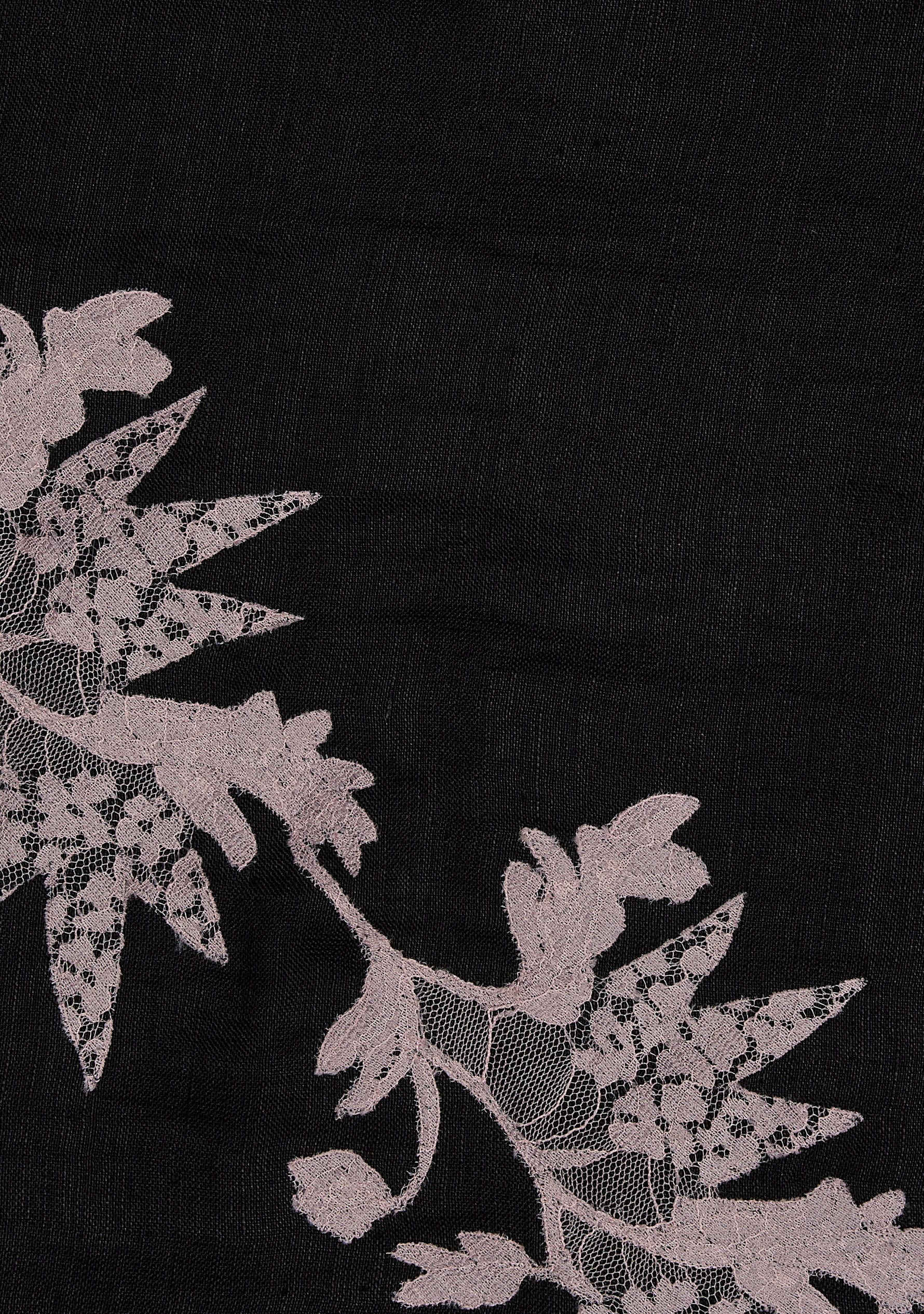 Black Linen & Modal Scarf Lt. Copper Lace