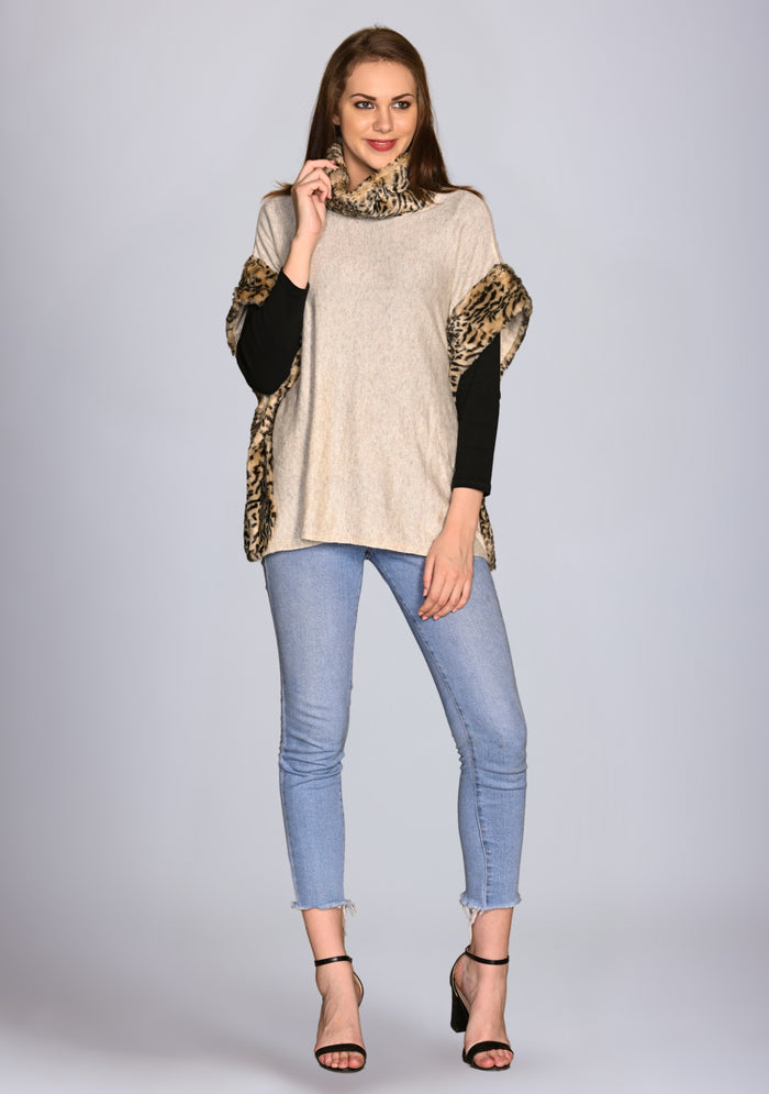 Oatmeal Melange Wool Poncho
Tiger Faux Fur
