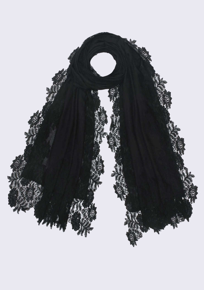 Black Wool & Silk Scarf
Black Lace