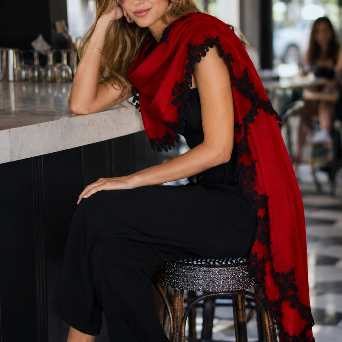 Red Silk Scarf for Women